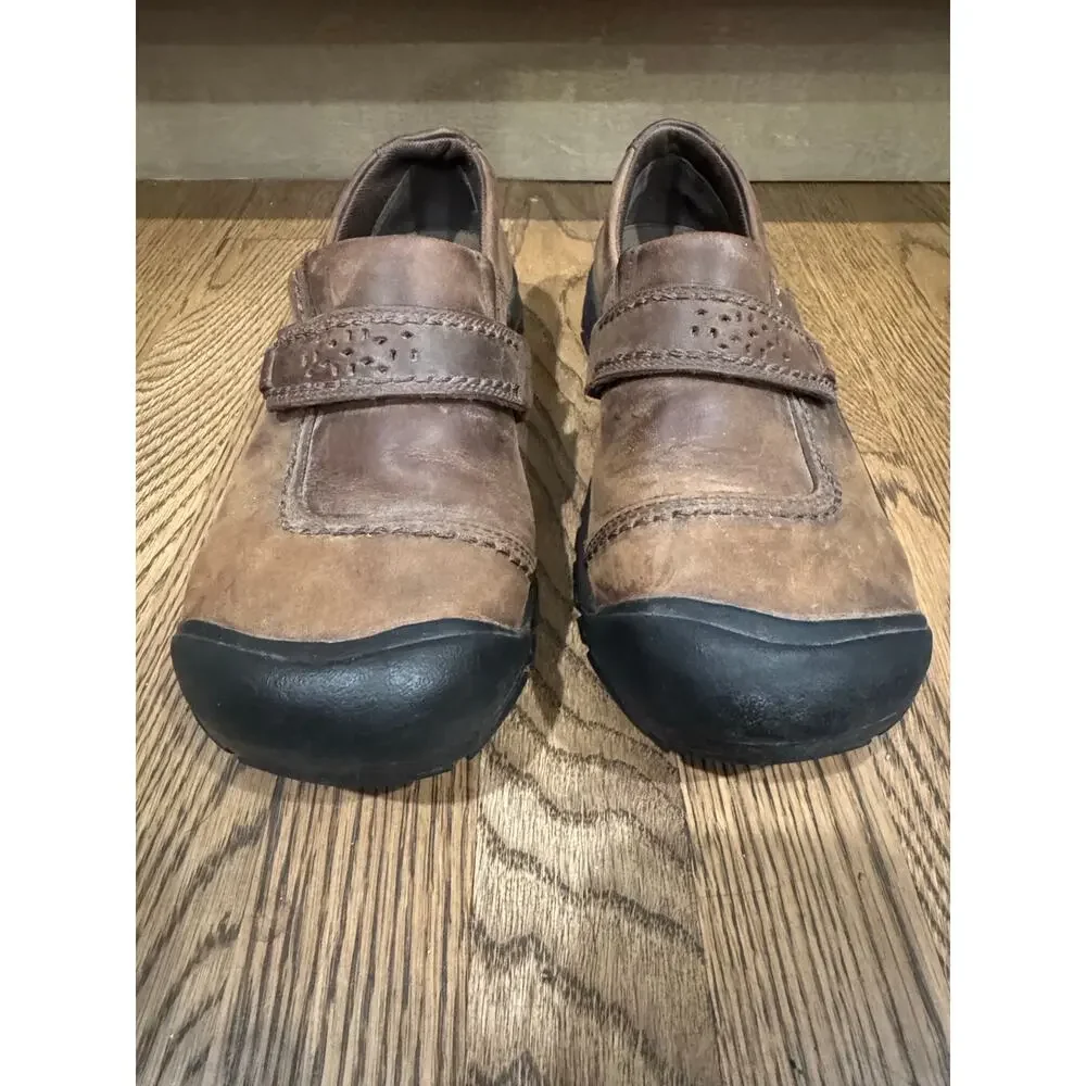 KEEN Kaci Brown Full Grain Leather Slip On Shoes Women Sz 8.5 Comfort Clogs